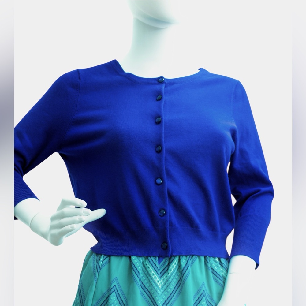 Cyrus Vibrant Blue Button-Up 3/4 Sleeve Cardigan Soft Women’s Top Size Small - Picture 6 of 11